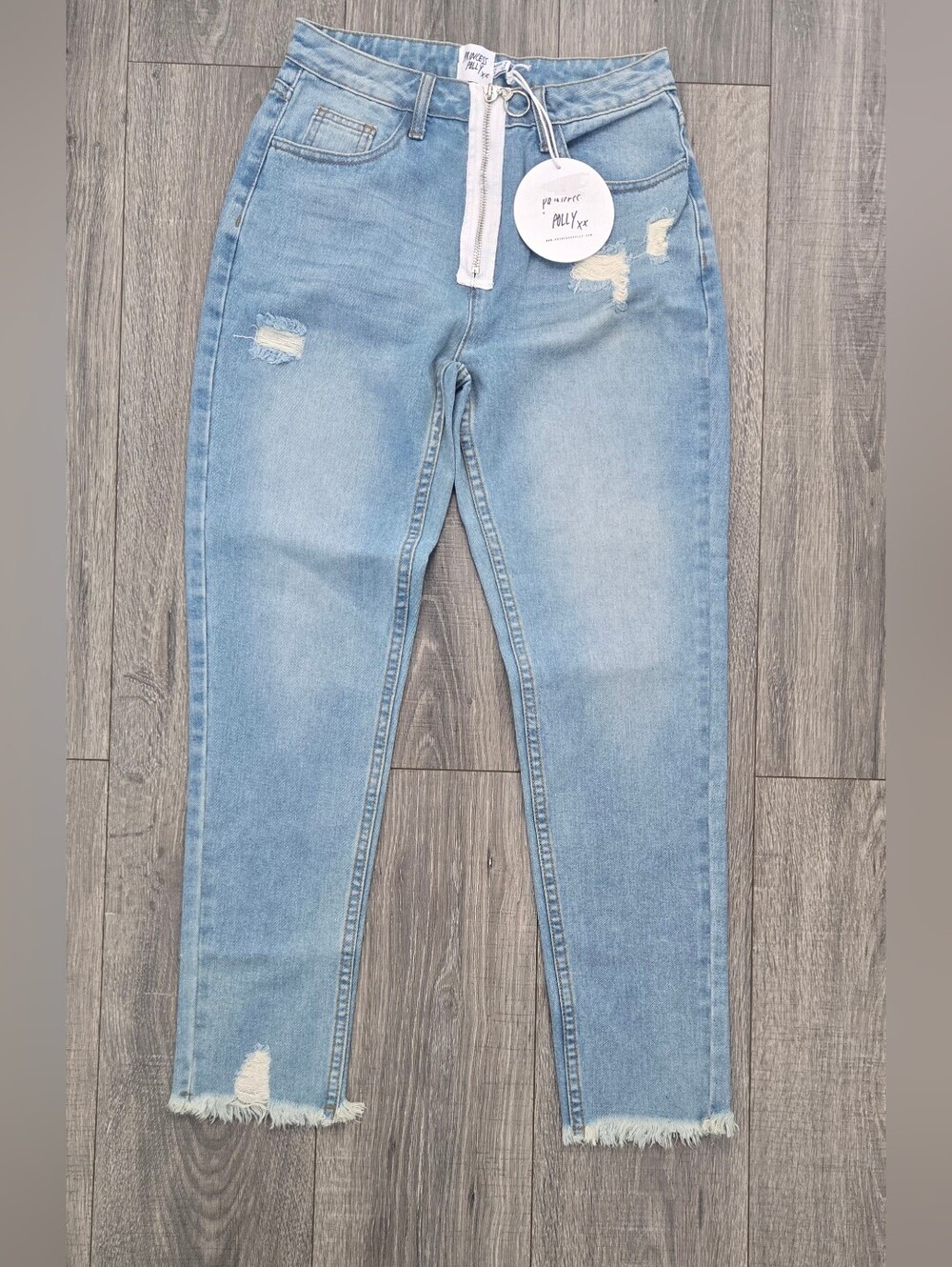 Princess Polly Light Blue Distressed High-Rise Jeans #556